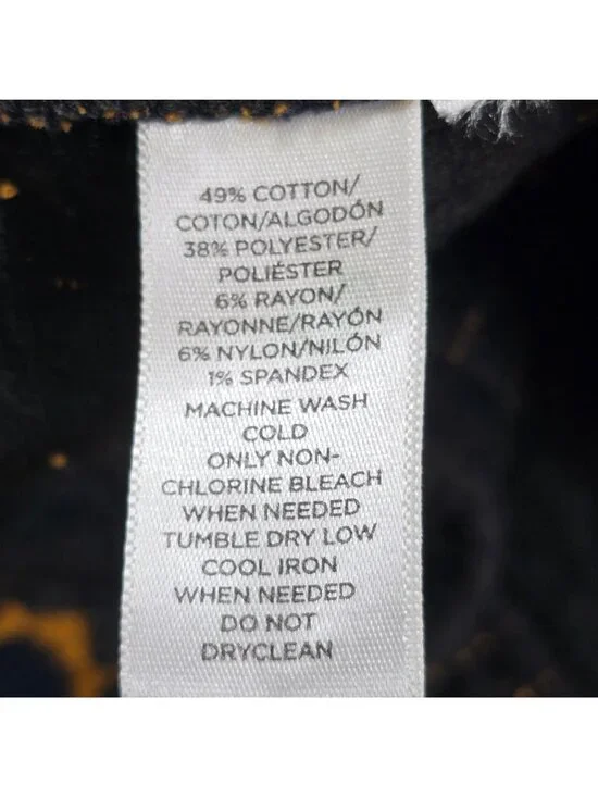 Ann Taylor LOFT Large Shift Dress Navy/Yellow Geometric Pattern Short Sleeve - Picture 3 of 4